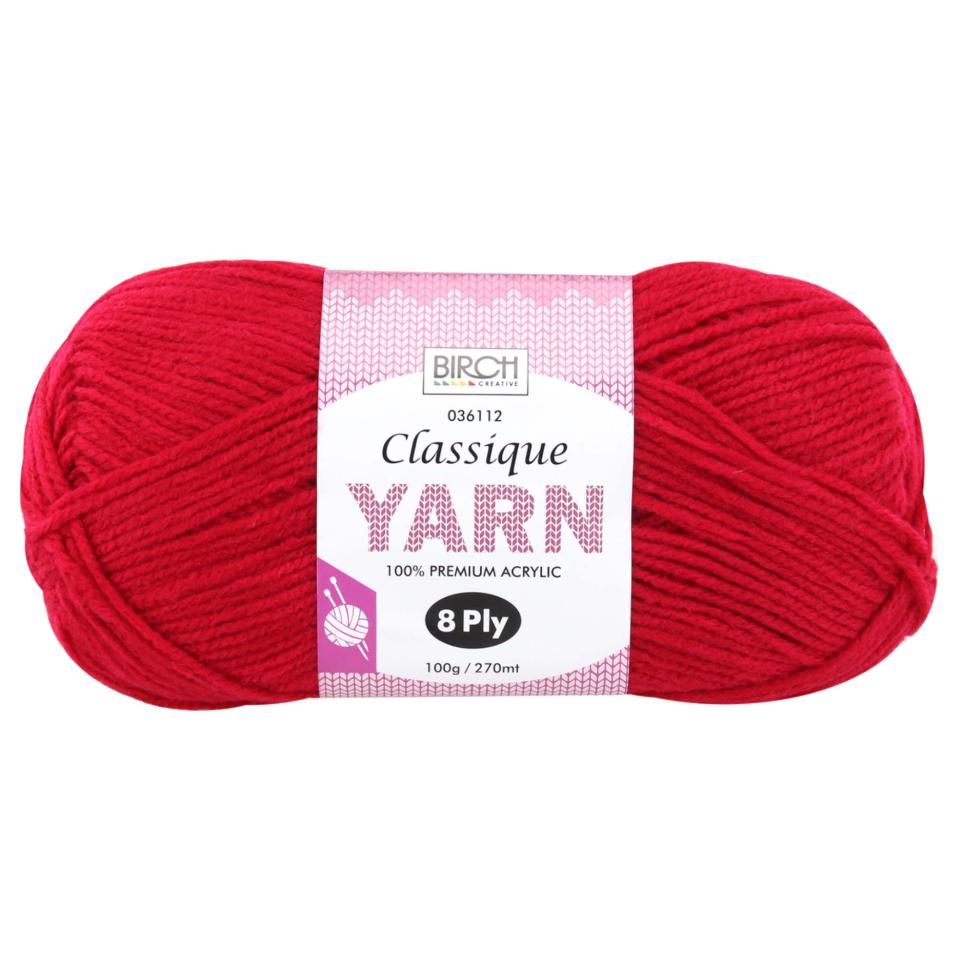 Birch Classique Knitting Yarn 100% Premium Acrylic 100g Ball 8ply 10pk Red Image