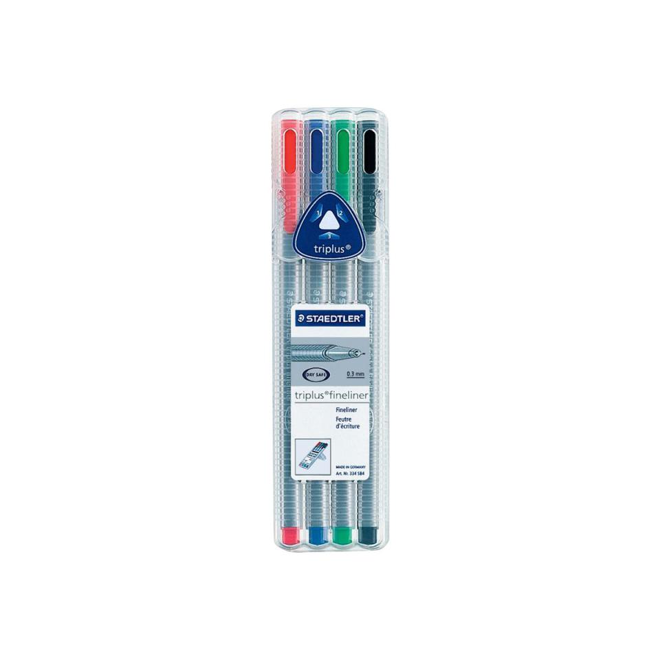 Staedtler Triplus Fineliner Pen Extra Fine 0.3mm Assorted Colour Multi-Pack Set 4