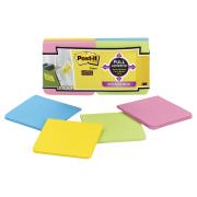 Post-It Super Sticky Notes Full Adhesive Assorted Colours 76 x 76mm Pack 12