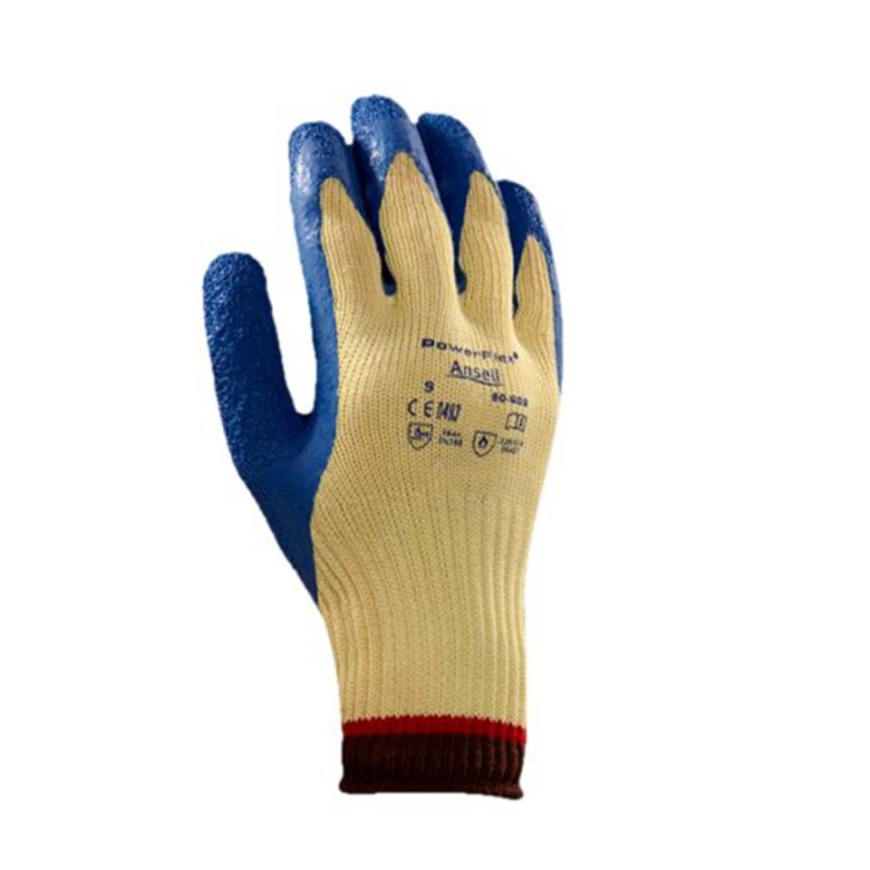 Ansell Powerflex 80600 Gloves Natural Rubber Latex Palm Coating Size 9