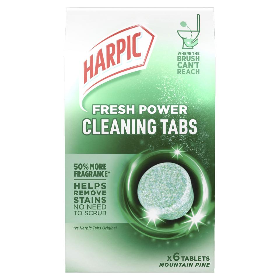 Harpic Fresh Power Toilet Cleaning Tabs Mountain Pine Pack 6