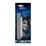 Mars Lumograph Charcoal 3 Assorted Pencils With One Blending Stump