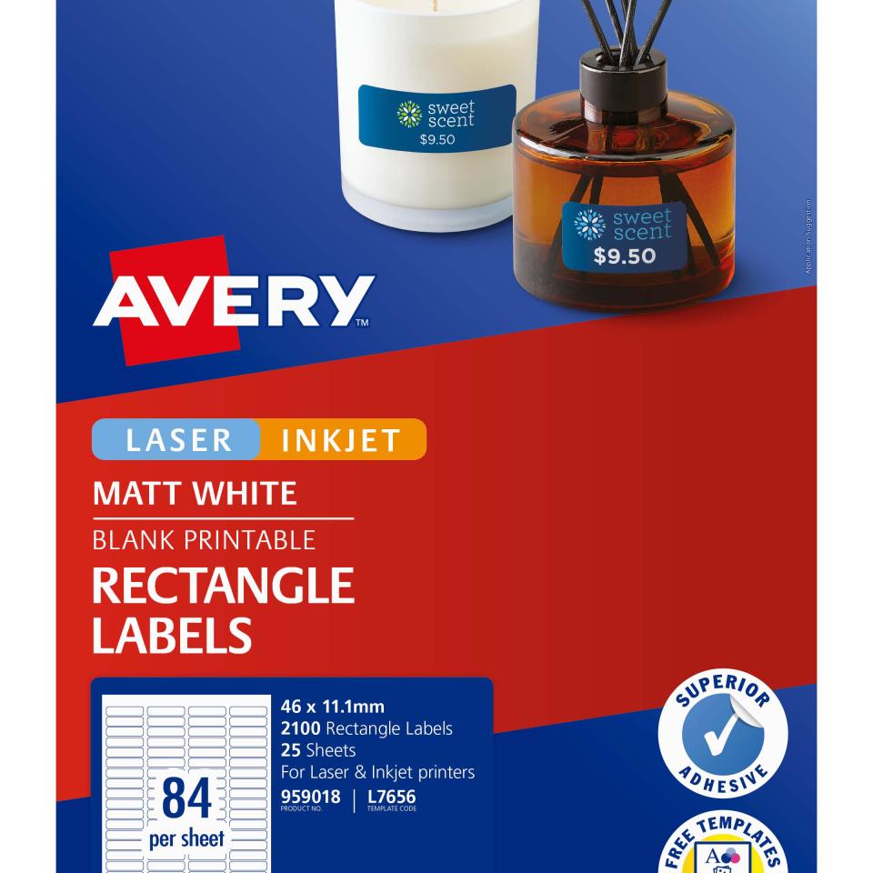 Avery Permanent Multipurpose Labels 46 x 11.11mm 2100 Labels (L7656) Winc