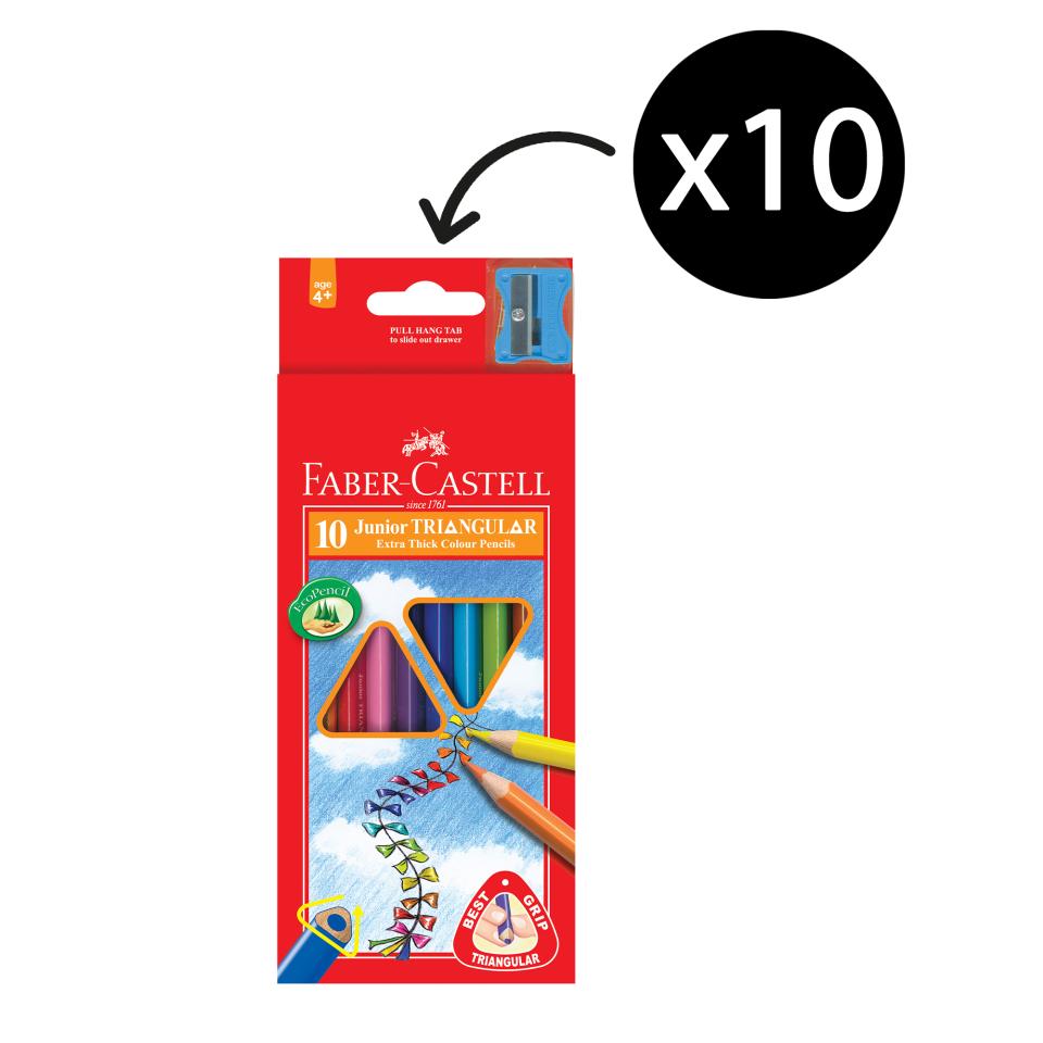 Faber-Castell Triangular Junior Coloured Pencils Pack 10