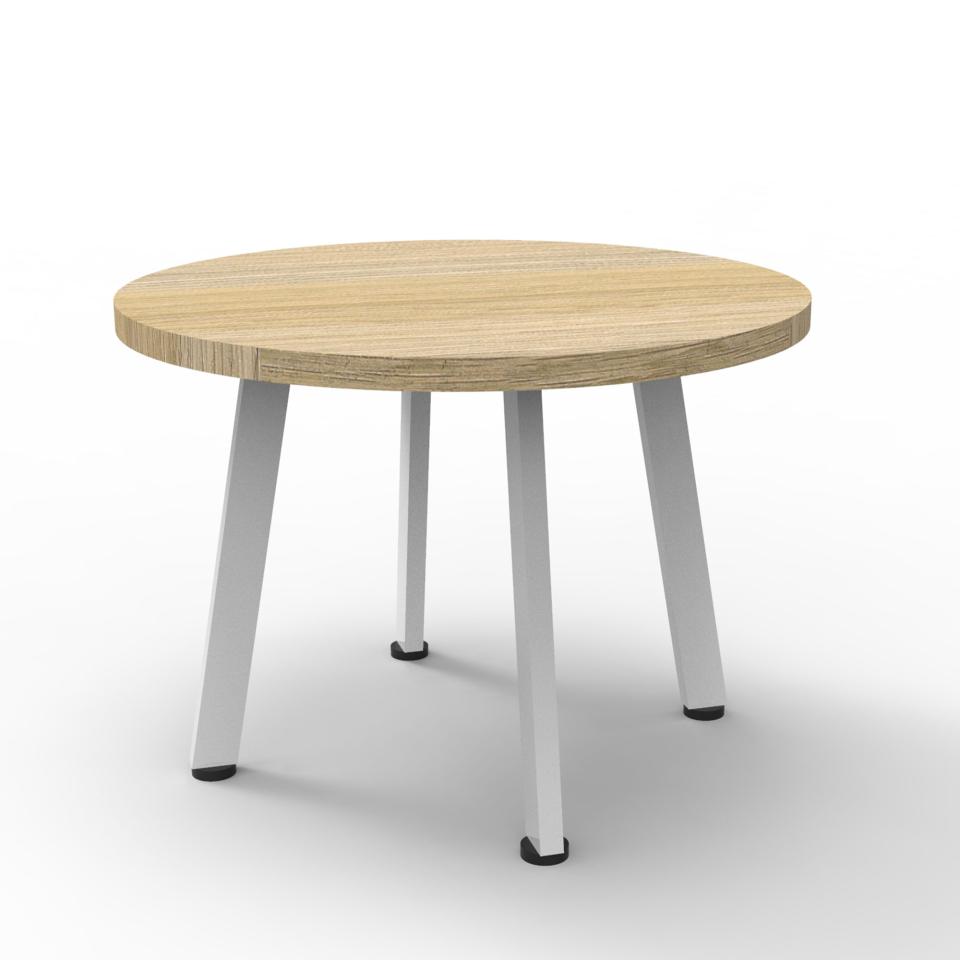 Rapidline Eternity Round Coffee Table 600mm Diameter Natural Oak Top/White Satin