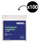 Winc Luncheon Napkin Recycled 2 Ply White 300 x 300mm Pack 100