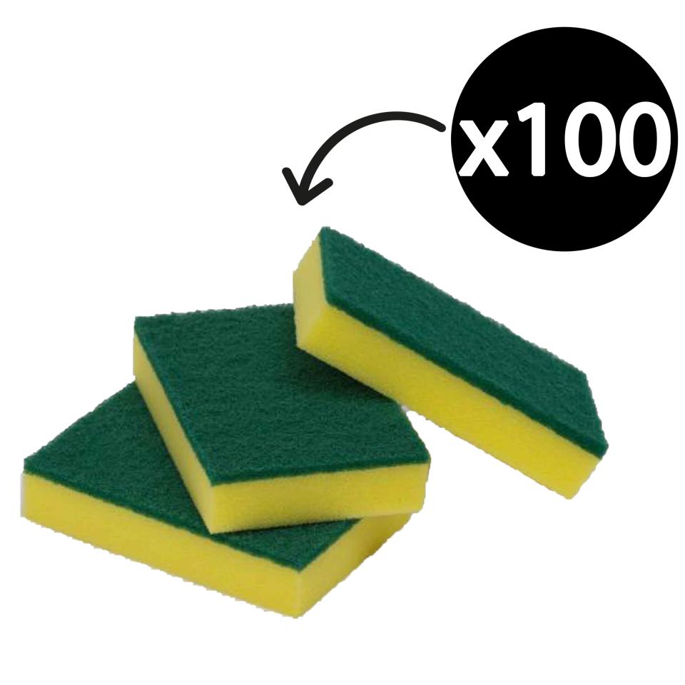 Bastion Regular Duty Sponge Scourer Pads 100x150x30mm Green Carton 100