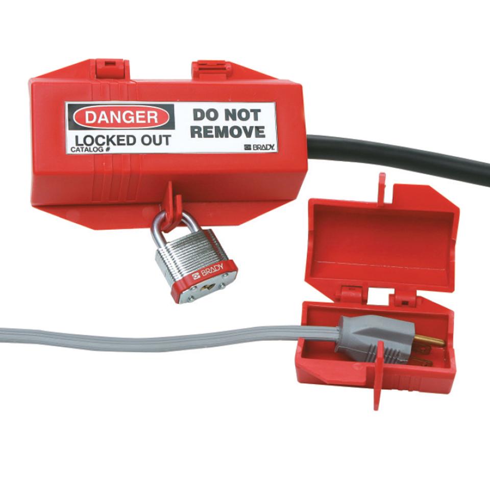 Brady 65674 3 Pin Standard Plug Lockout Device Red Small