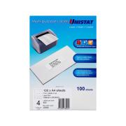 Unistat Lip 4/A4 Trim Sheet Labels Box 100