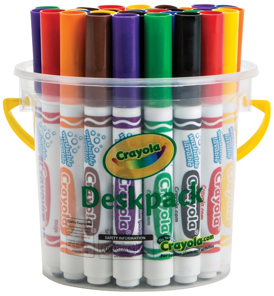 Crayola Deskpack Washable Broadline Coloured Markers Assorted Tub 32 Winc