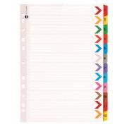 Marbig Dividers Manilla Plastic Coloured Tab A4 White Numbered 12 Tab
