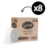 Sorbent Professional 25100 Jumbo Roll Toilet Tissue Embossed 2 Ply 250m Carton 8