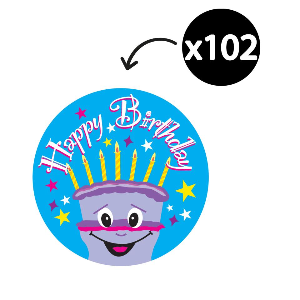 Avery Merit and Reward Stickers Happy Birthday 30 mm diameter Pack 102