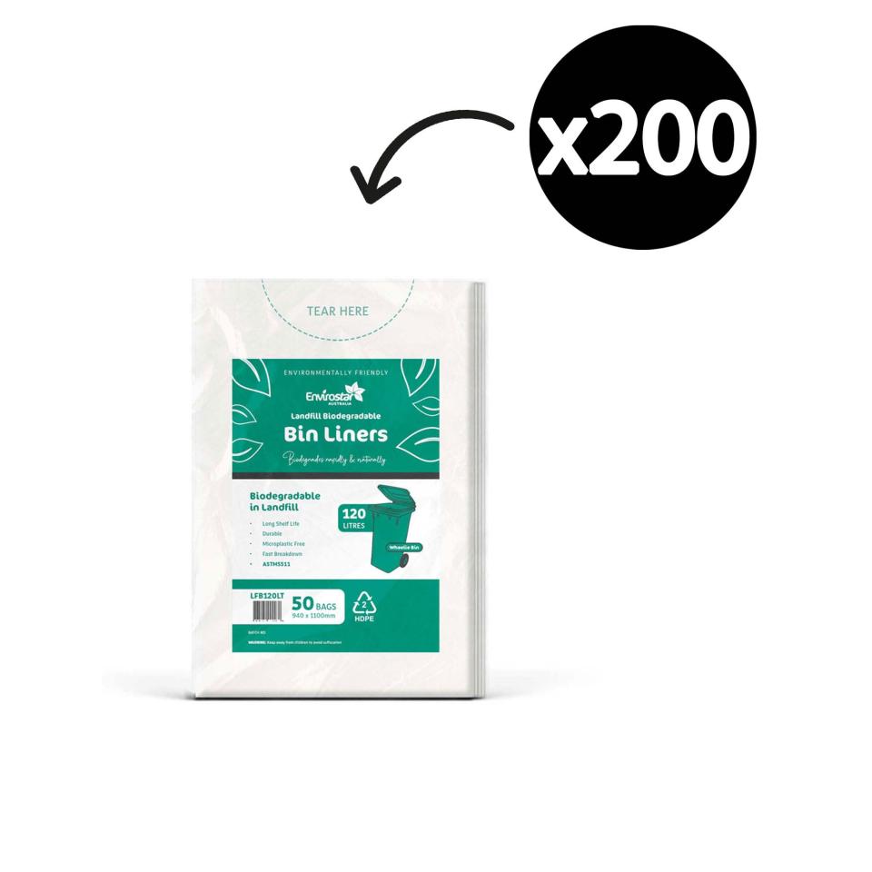 Envirostar Landfill Biodegradable Bin Liners Opaque 120 Litre Pack 50 Carton 200 Image