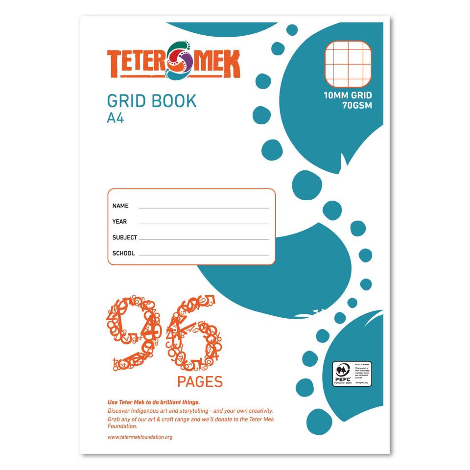 Teter Mek Exercise Book Grid 10mm 96 Page A4 70gsm