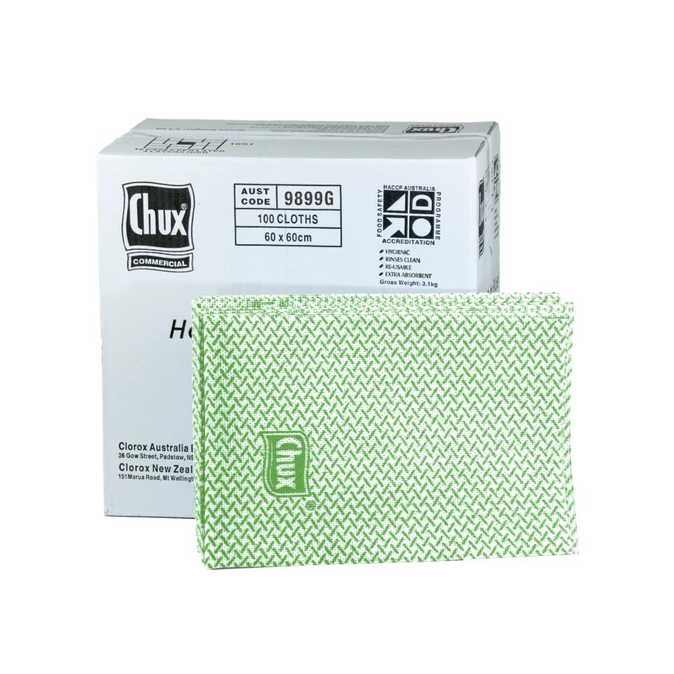 Chux 09899G Heavy Duty Superwipes Green 60x60cm Box 100