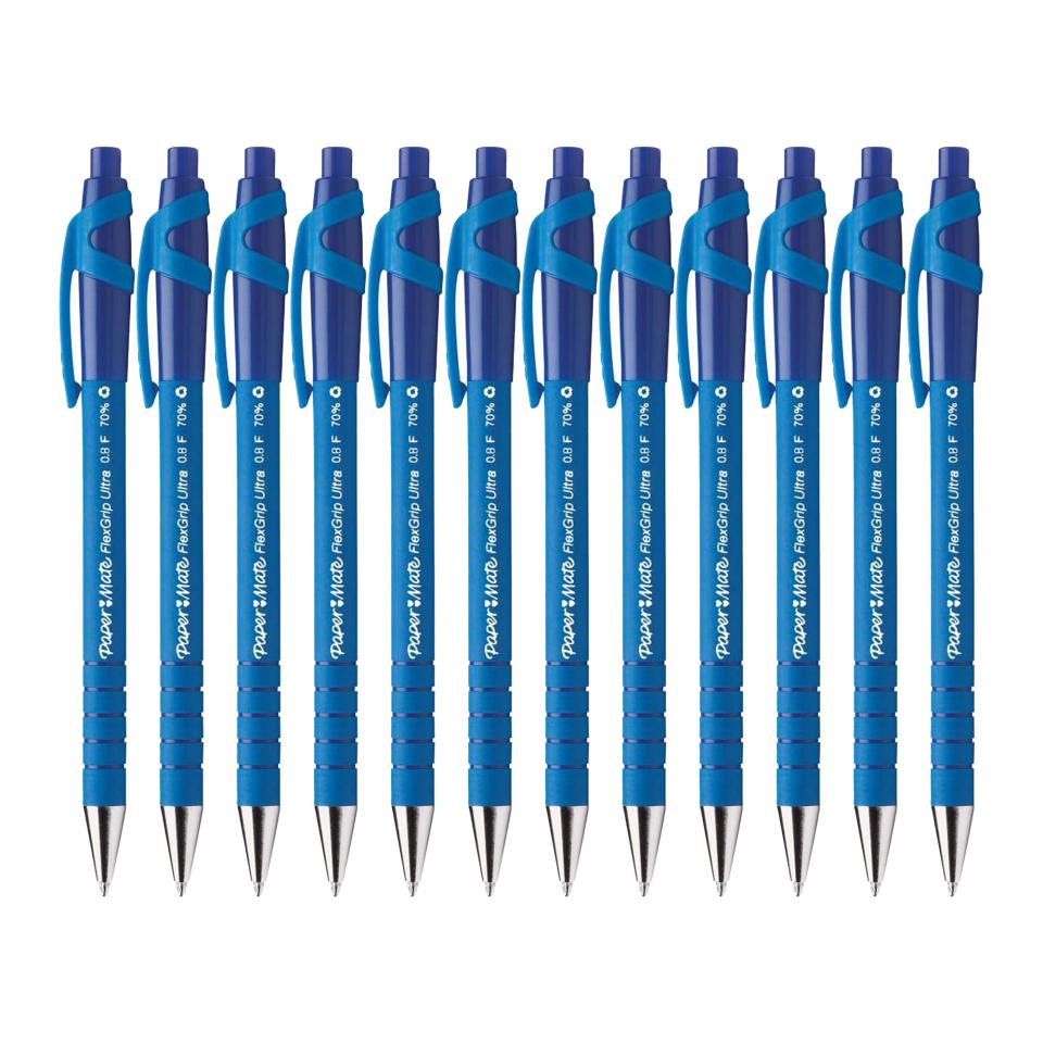 PaperMate Flexgrip Ultra Retractable Ballpoint Pen Fine 0.8mm Blue Box 12