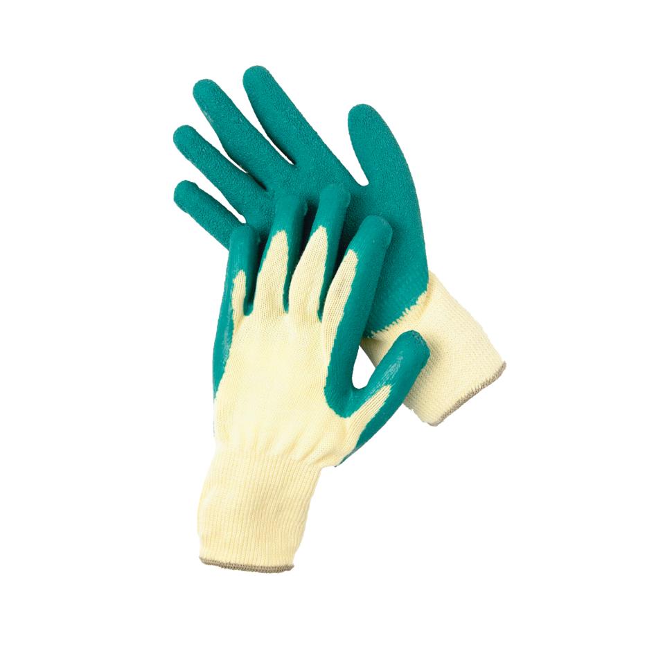 Gloves Cotton Rubber Palm Coated Green Small Pair Pack 12