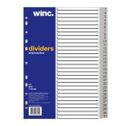 Winc Dividers A4 Polypropylene 1-31 Numerical Grey Tab