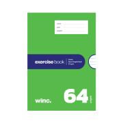 Winc Exercise Book NSW 250x175mm 8mm Ruled 57gsm 64 Pages Green Pack 20