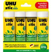 UHU Renature Glue Stic White 40g Pack 4