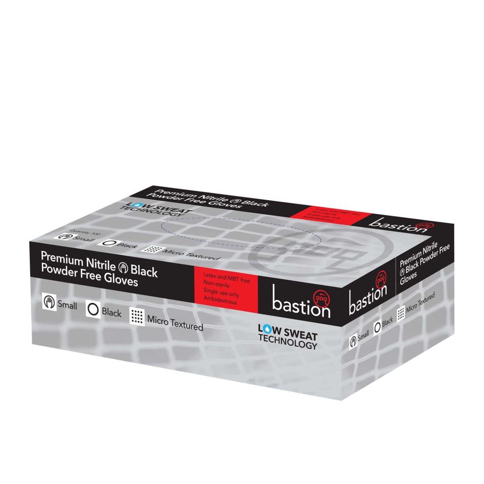 Bastion Black Nitrile Disposable Gloves Powder Free Micro Textured | Winc