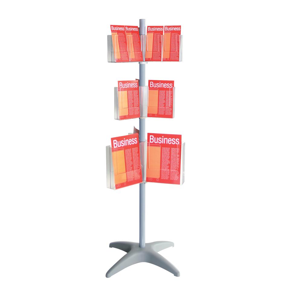 Esselte Brochure Holder 1.5m Carousel Holder 24 Compartments A4/A5/DL Grey