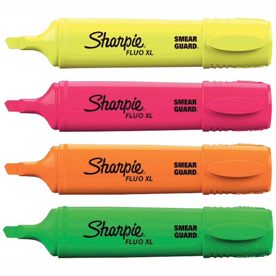 Sharpie XL Highlighter Chisel Tip Assorted Colours Fluo Pack 4