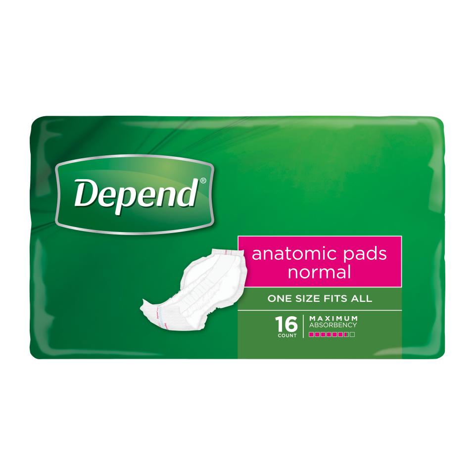 Depend 19940 Incontinence Pad Anatomic Normal Pack 16 Carton Of 4
