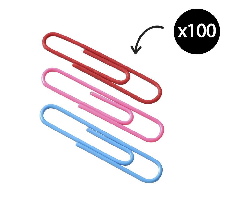 Winc Coloured PVC Steel Paper Clip 50mm Box 100 | Winc