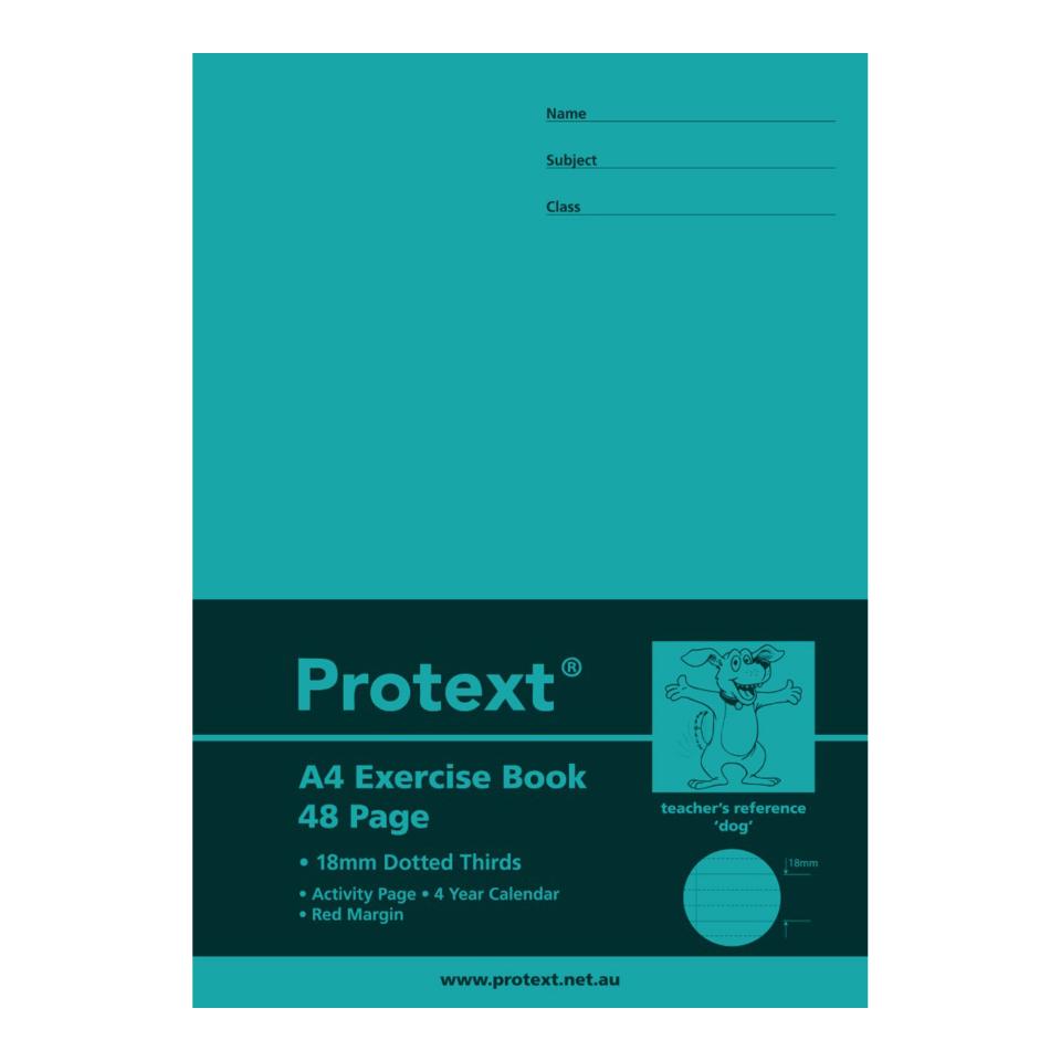 Protext Exercise Book A4 Polypropylene 18mm Dotted Thirds 48 Pages
