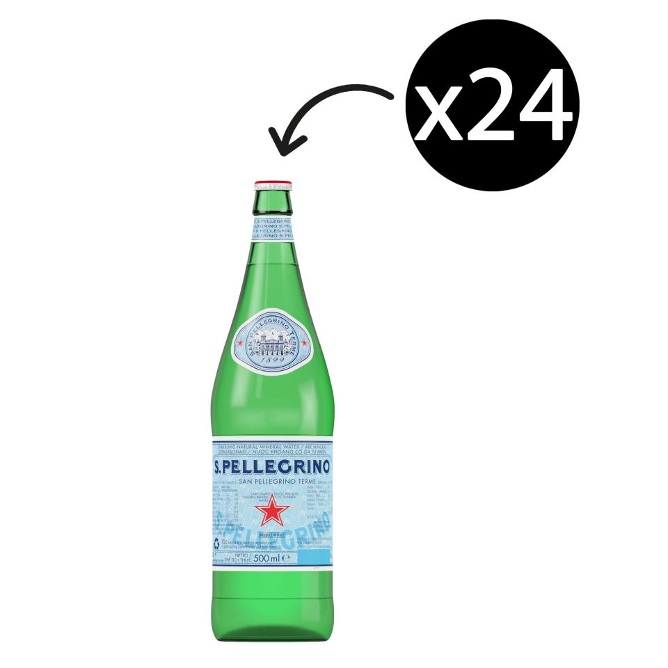 S.Pellegrino Sparkling Mineral Water 500ml Glass Bottle Carton 24