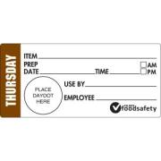 FFSA Durable Shelf Life Day Label Thursday 102 x 47mm Roll of 500