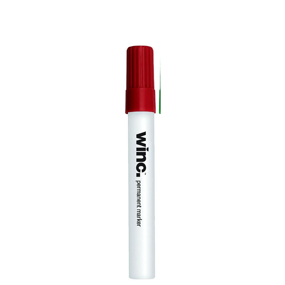 Winc Duramark Permanent Marker Bullet Tip 1.0mm Red Box 12 Winc