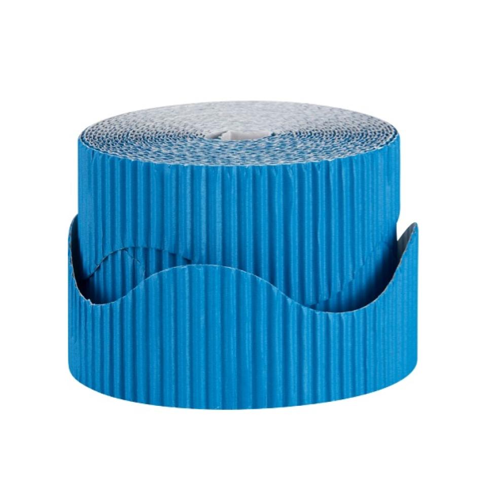 Rainbow Corrugated Border Roll Scalloped 60mmx15m Blue Pack Of 2