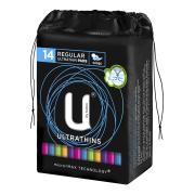 U By Kotex Ultrathin Pads Regular with No Wings Pack 14 Carton Of 6