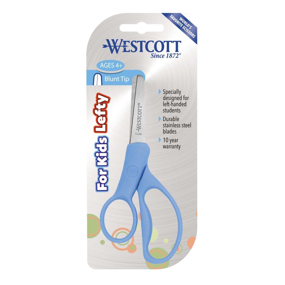 Left Handed Scissors For Kids - 5 Blunt Tip Safety Scissors With Comfort Grip, 4 Pack Assorted Colors