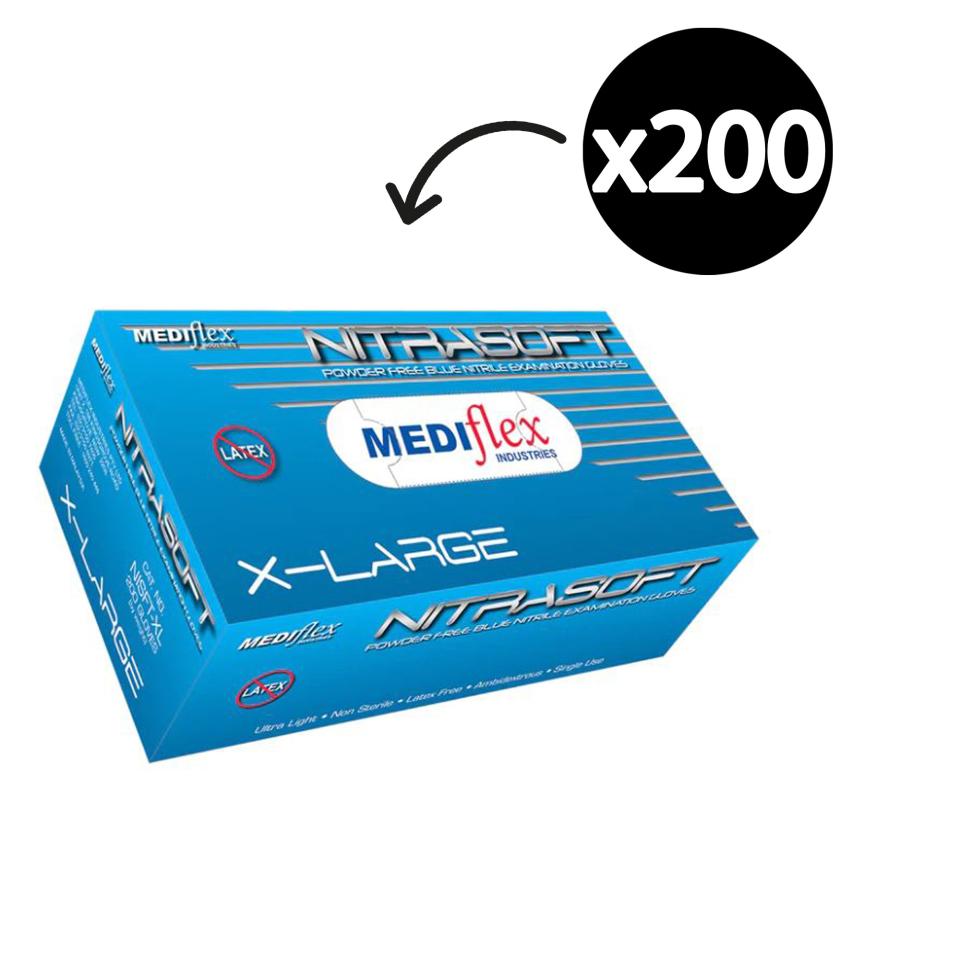 Mediflex Nitrasoft Nitrile Gloves Powder Free XL Box 200
