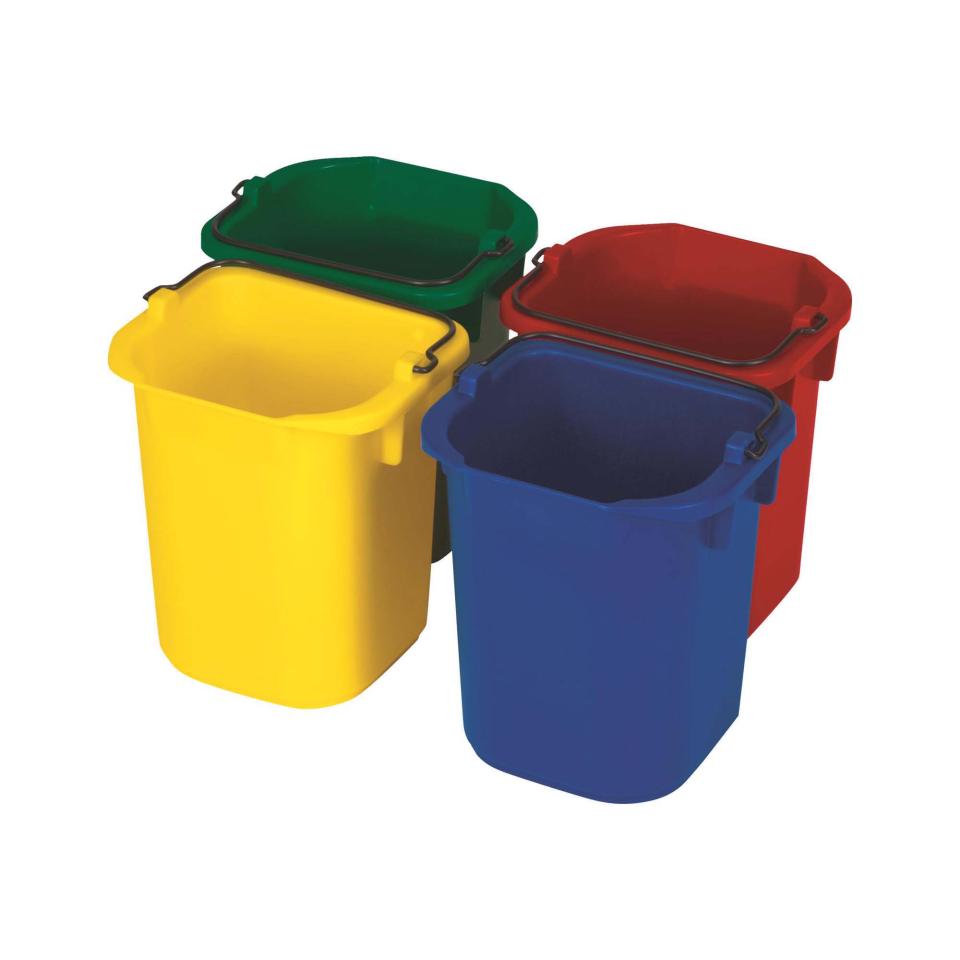 Rubbermaid Commercial 4 Pack of 4.8L Disinfecting Pails - Blue Red Yellow Green