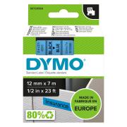 Dymo D1 Label Printer Tape 12mm x 7m Black On Blue