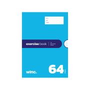Winc Exercise Book A4 8mm Ruled Red Margin 56gsm 64 Pages