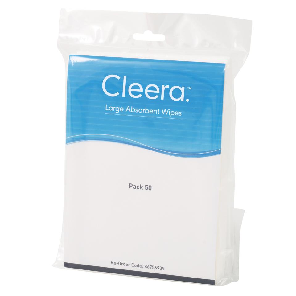 Cleera Absorbent Wipes Large Pack 50