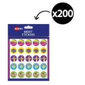 Avery Merit and Reward Stickers Multiple Captions 22 mm Diameter Pack 200