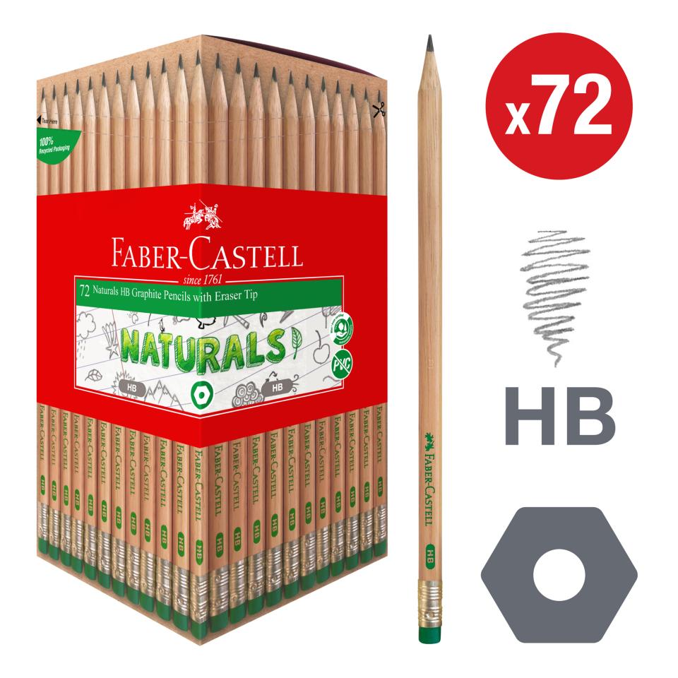 Naturals Graphite Pencils HB with Eraser Tip - Box of 72 Image