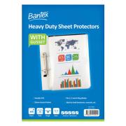 Bantex Sheet Protector A4 Heavy Duty Gusseted 200 Micron Clear Pack 10