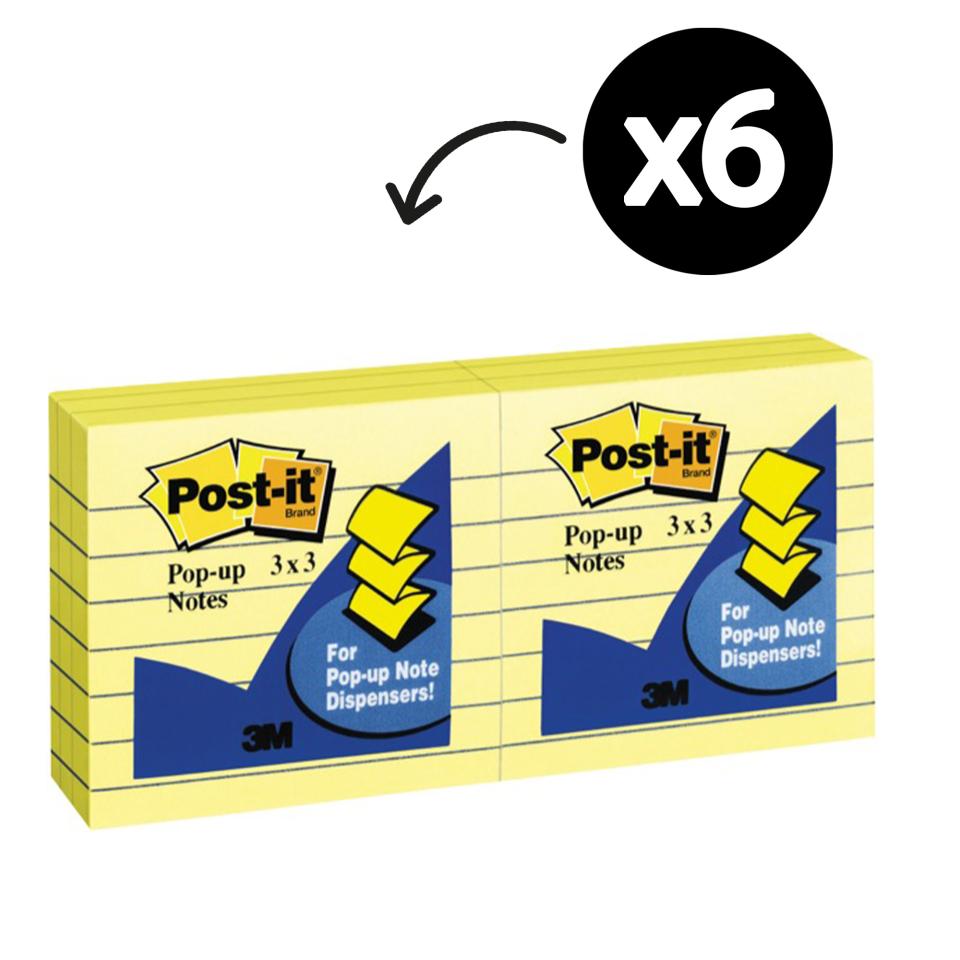 Post-it Pop-Up Lined Notes 76 x 76mm Canary Yellow Pack 6