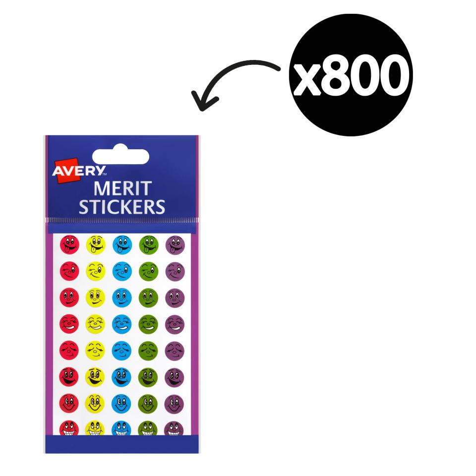 Avery Merit and Reward Stickers Mini Smiley Faces 13 mm diameter Pack 800