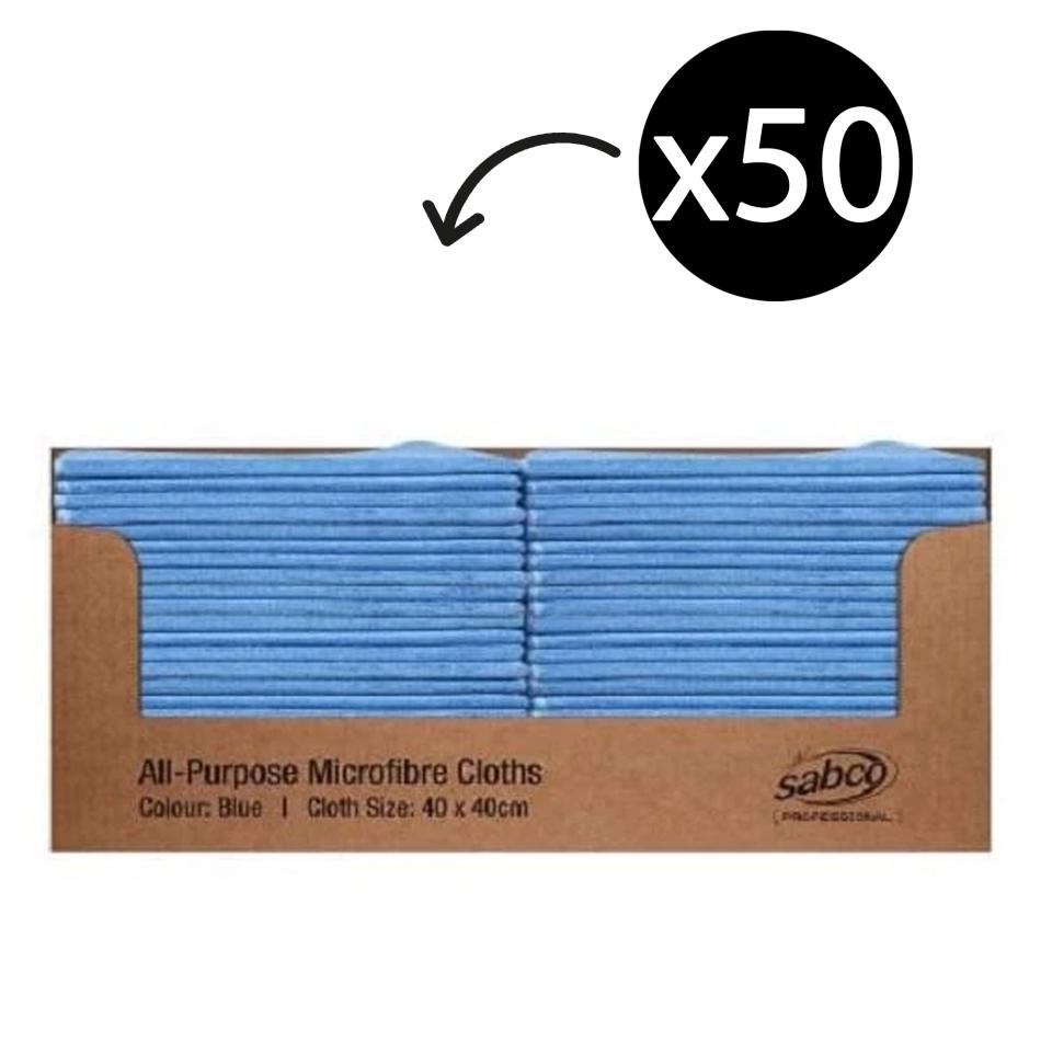 Sabco Professional All Purpose Microfibre Cloths 280gsm Blue Box 50