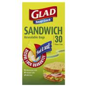 Glad SBSL30/14 Snap Lock Sandwich Bag Pack 30