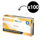 Prosafe Ultra Clear Disposable Vinyl Glove Powdered Clear Small Box 100